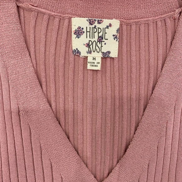 Rose Pink Ribbed Button-Down Dress - Picture 2 of 5